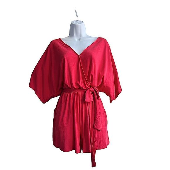 Lush Material Girl Dolman Sleeve Romper Pink Coral NWT - Picture 2 of 14